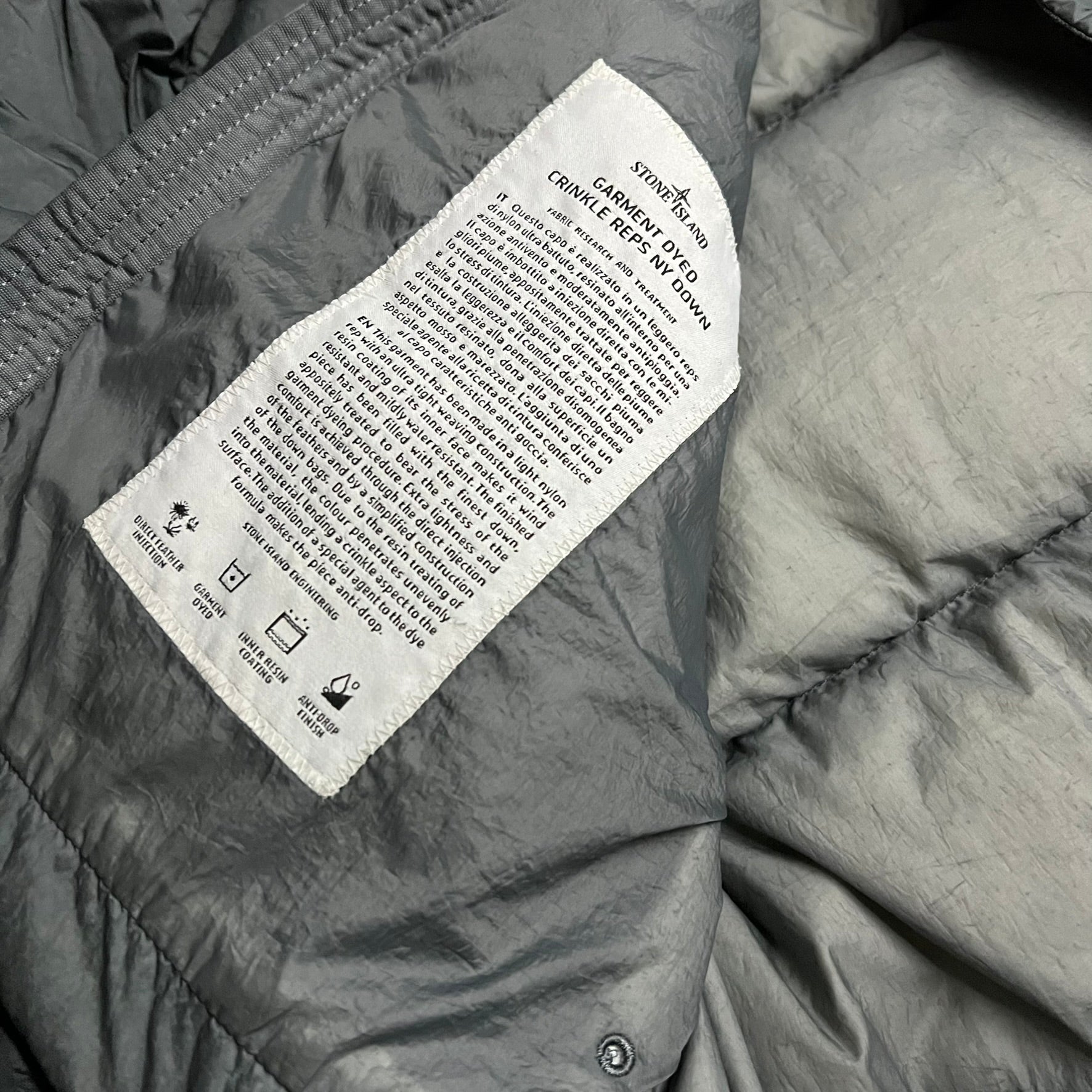 Stone Island Grey Down Jacket S